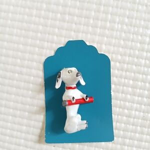 Vintage White rhinestones Dog with stick, Gerrys, signed, 1 1/4, mint